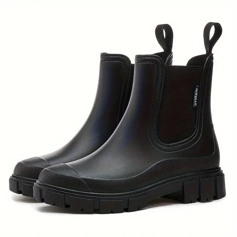Suki | Round Toe Chunky Lug Autumn Platform Block Heel Chelsea Boots Women