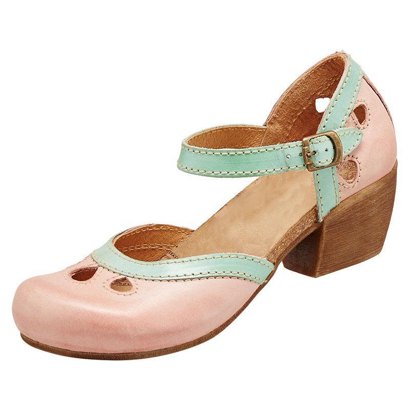 Lucy | Round Toe Faux Leather Ankle Strap Low Heel Shoes Women