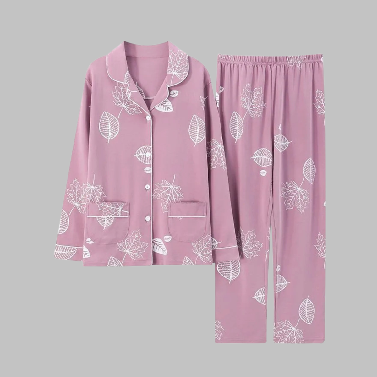 Carly | Jersey Button Up Long Sleeve Pockets Autumn Pyjamas Women