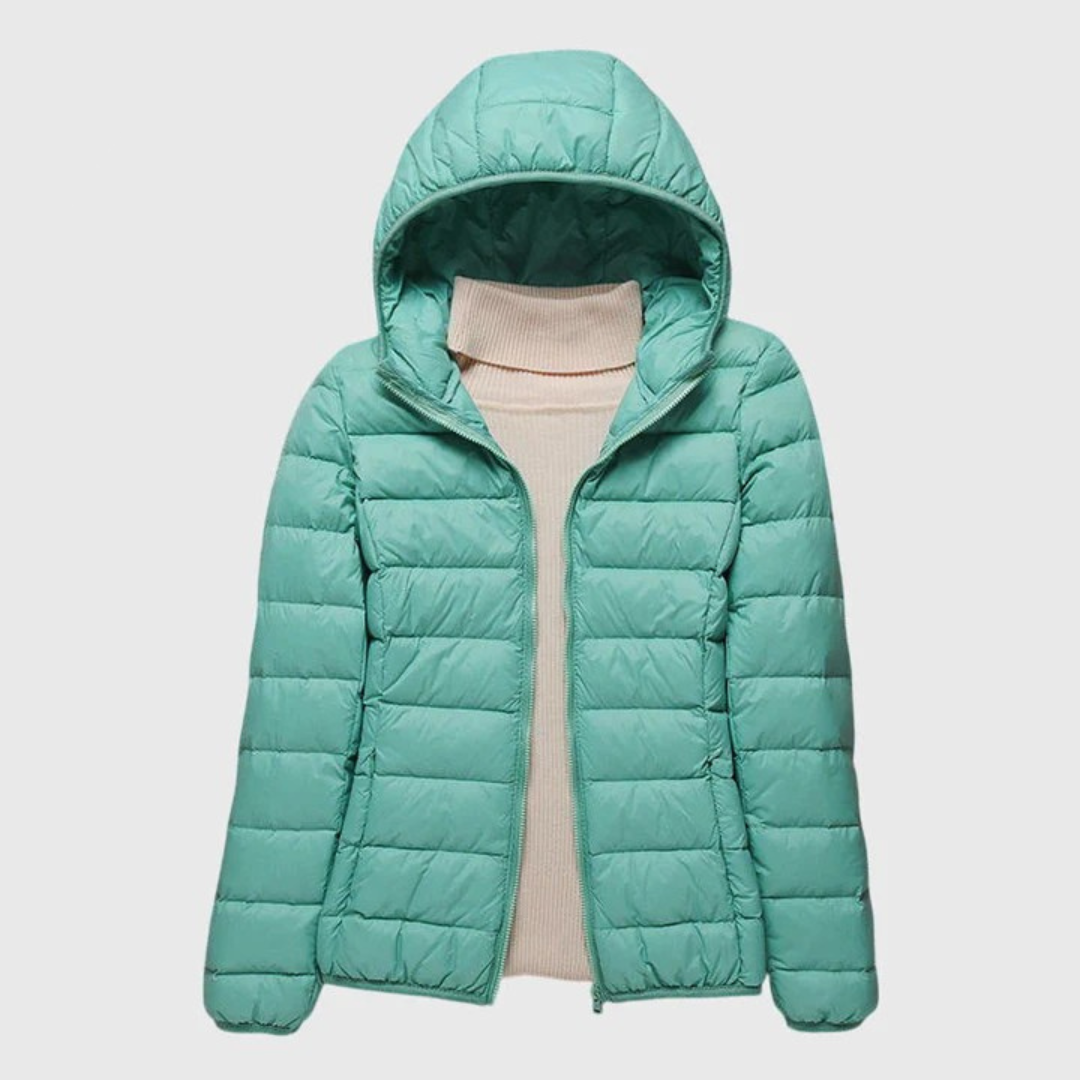 Ultra-Light Quilted Puffer Jacket with Stand Collar - Taupe