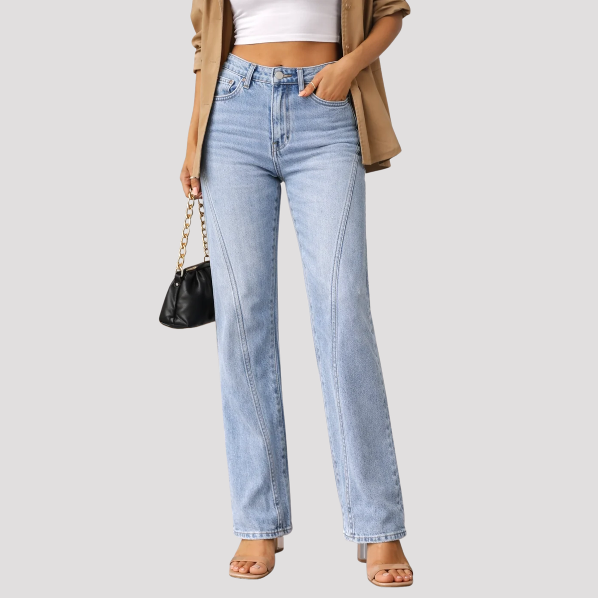 Callie | High Waisted Denim Straight Leg Jeans Women