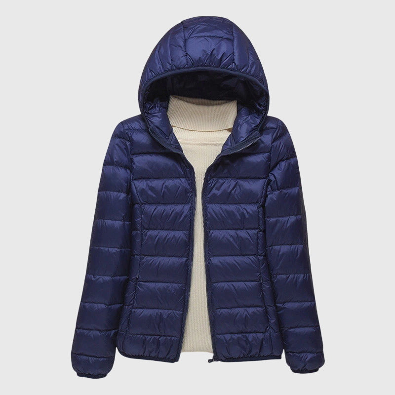 Ultra-Light Quilted Puffer Jacket with Stand Collar - Taupe