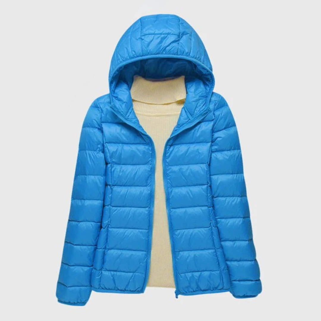 Ultra-Light Quilted Puffer Jacket with Stand Collar - Taupe