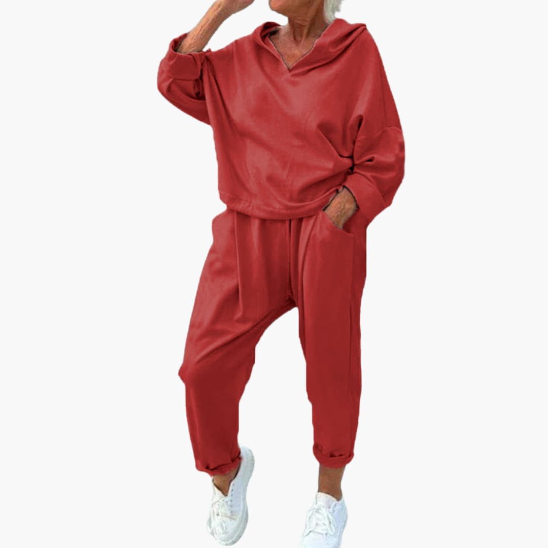 Celia | Autumn Oversized Hoodie V Neck Long Sleeve Loose Tracksuit Women
