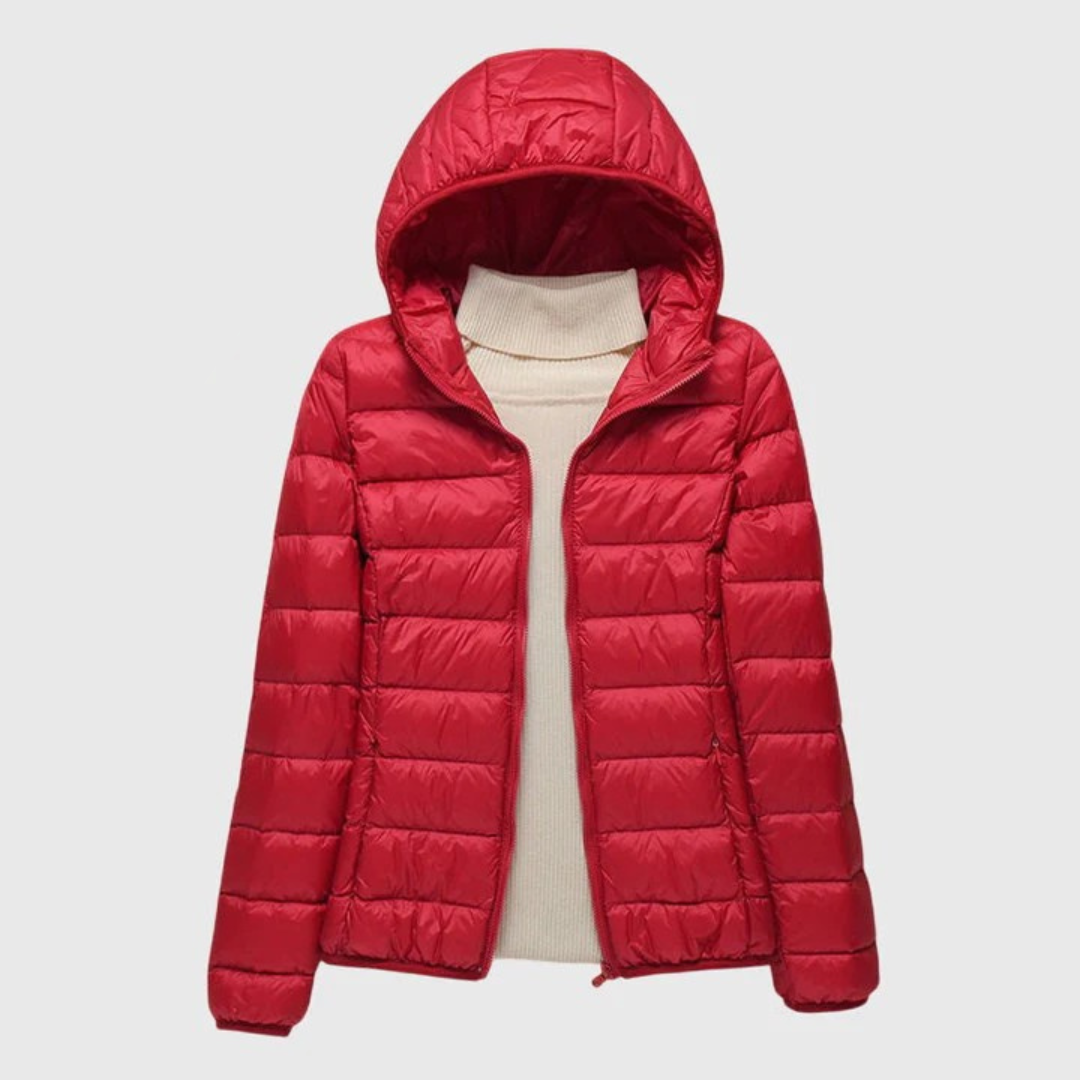Ultra-Light Quilted Puffer Jacket with Stand Collar - Taupe