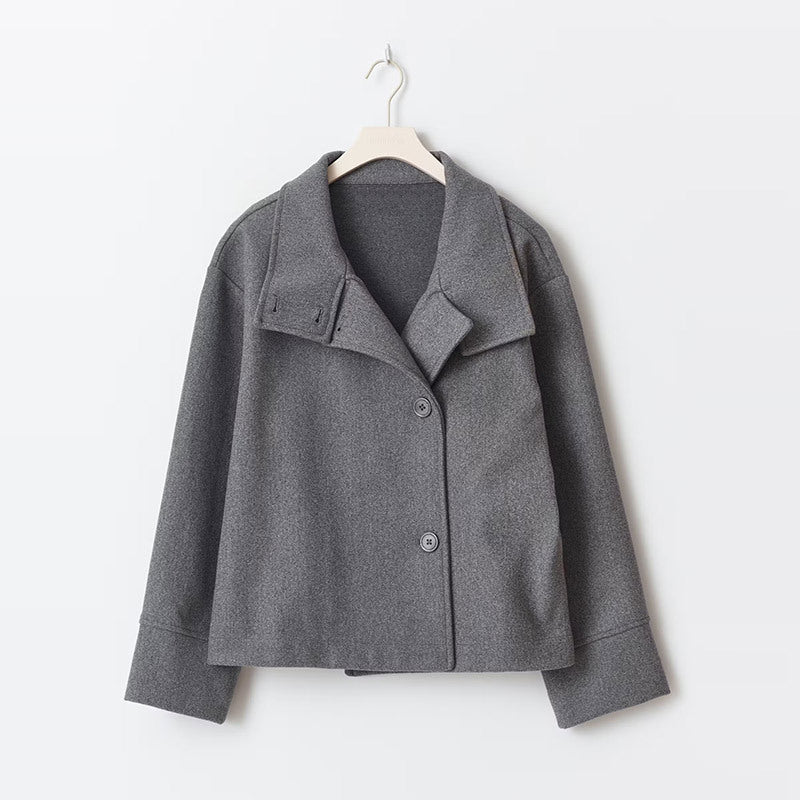 Suki | Oversized Single Breasted Funnel Neck Drop Shoulder Cropped Peacoat Women