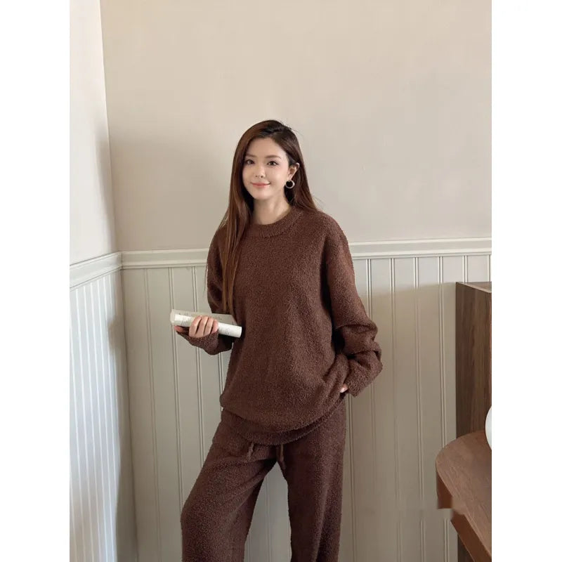 Ella | Oversized Long Sleeve Wide Leg Fleece Knitted Winter Tracksuit Women