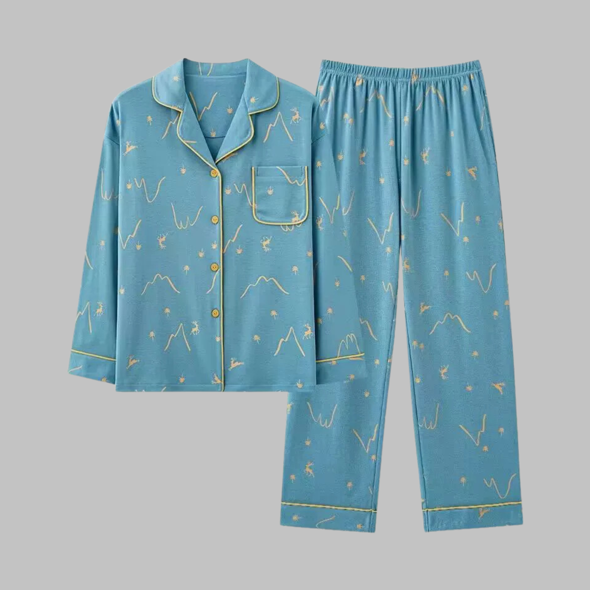 Carly | Jersey Button Up Long Sleeve Pockets Autumn Pyjamas Women