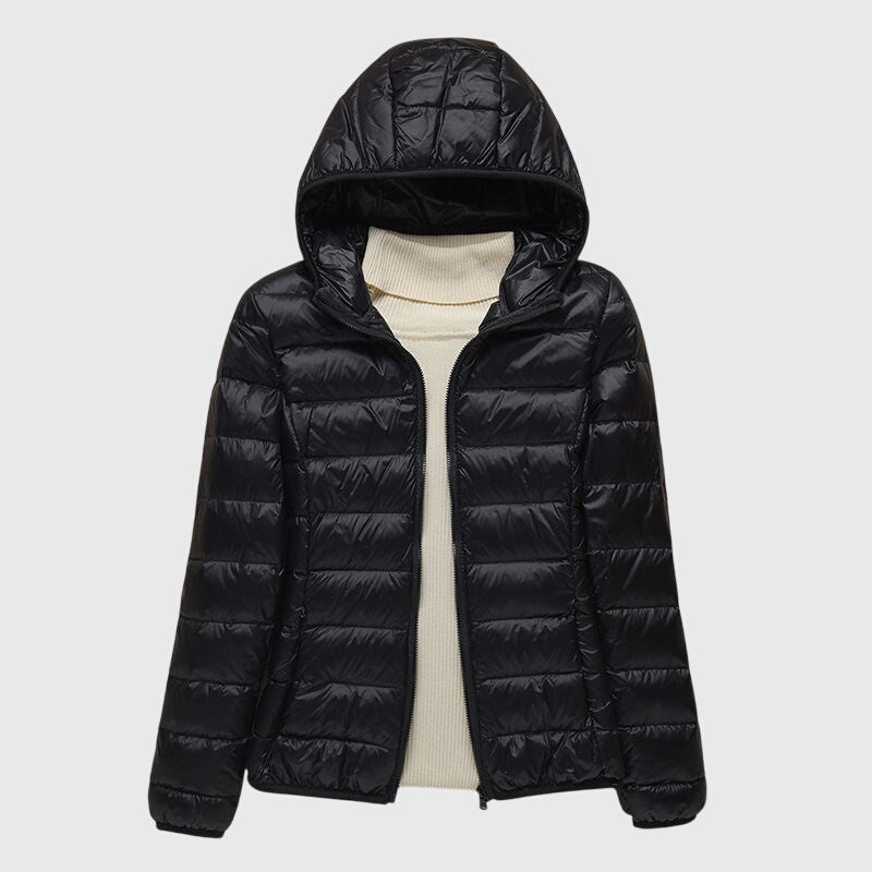 Ultra-Light Quilted Puffer Jacket with Stand Collar - Taupe