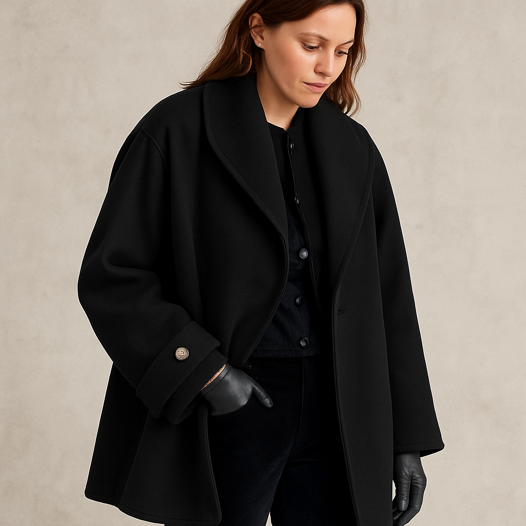 Leah | Shawl Collar A Line Short Button Pocket Smart Tailored Coat Women