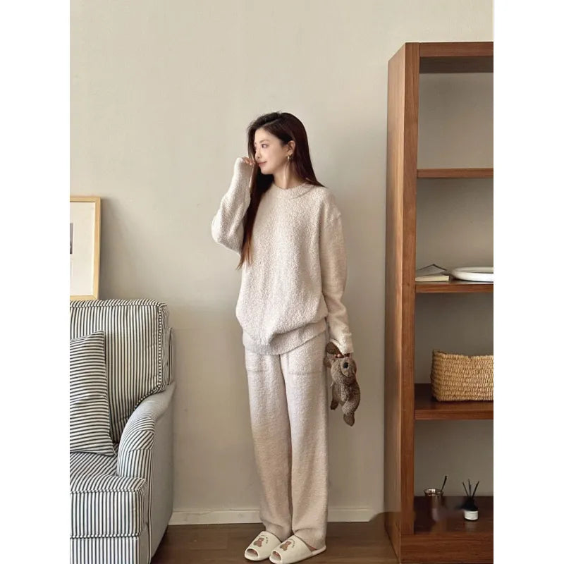 Ella | Oversized Long Sleeve Wide Leg Fleece Knitted Winter Tracksuit Women