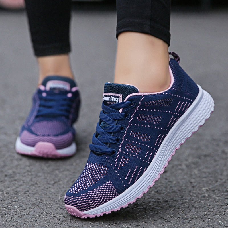 Lorna | Knitted Mesh Low Flat Round Toe Trainers Women