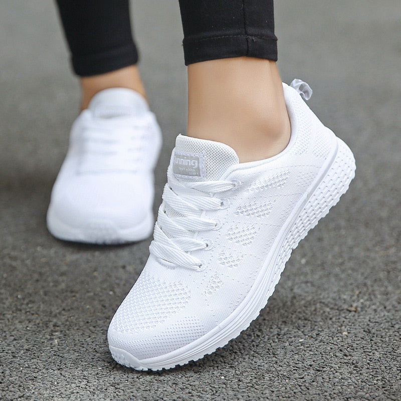 Lorna | Knitted Mesh Low Flat Round Toe Trainers Women