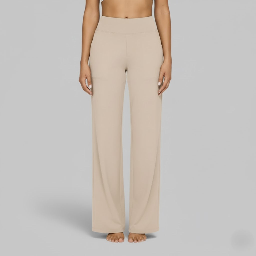 Lara | Flowy Loose Elasticated High Waisted Pockets Wide Leg Trousers Women
