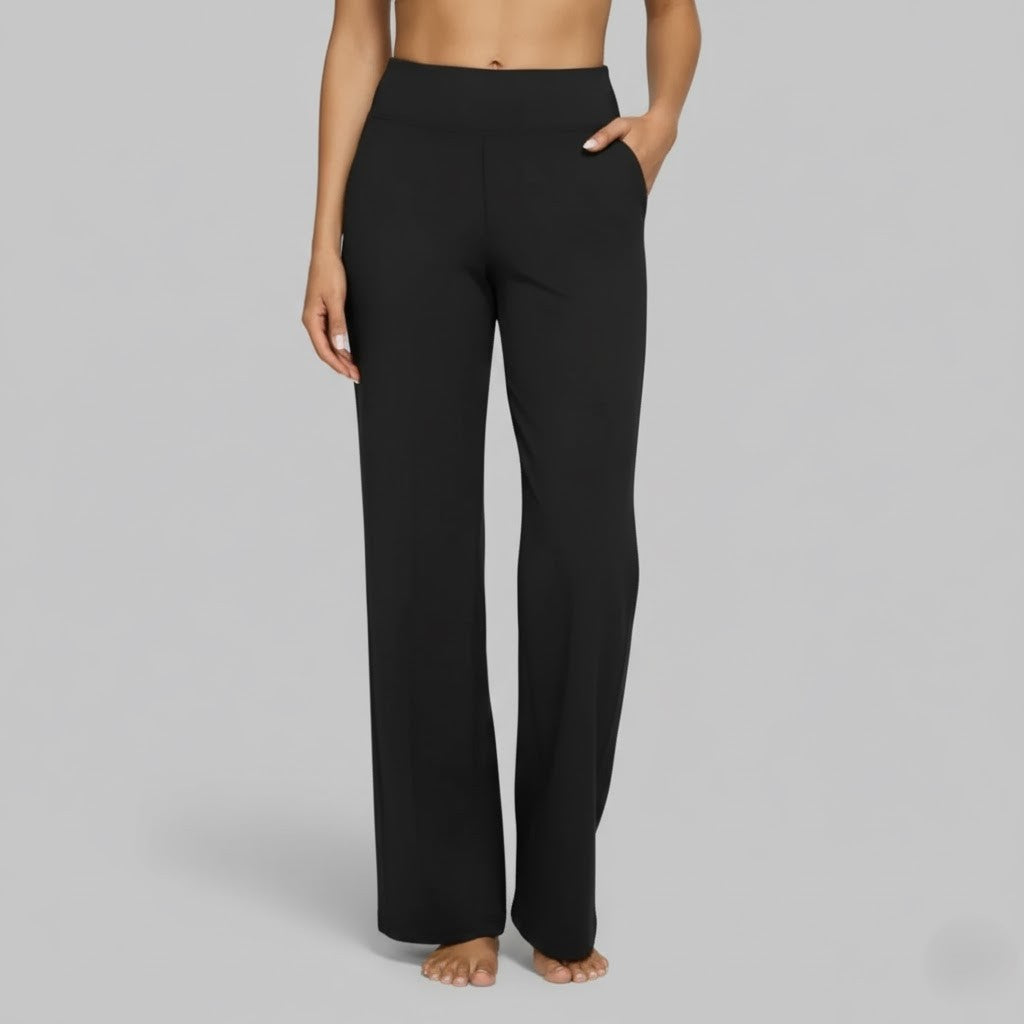 Lara | Flowy Loose Elasticated High Waisted Pockets Wide Leg Trousers Women
