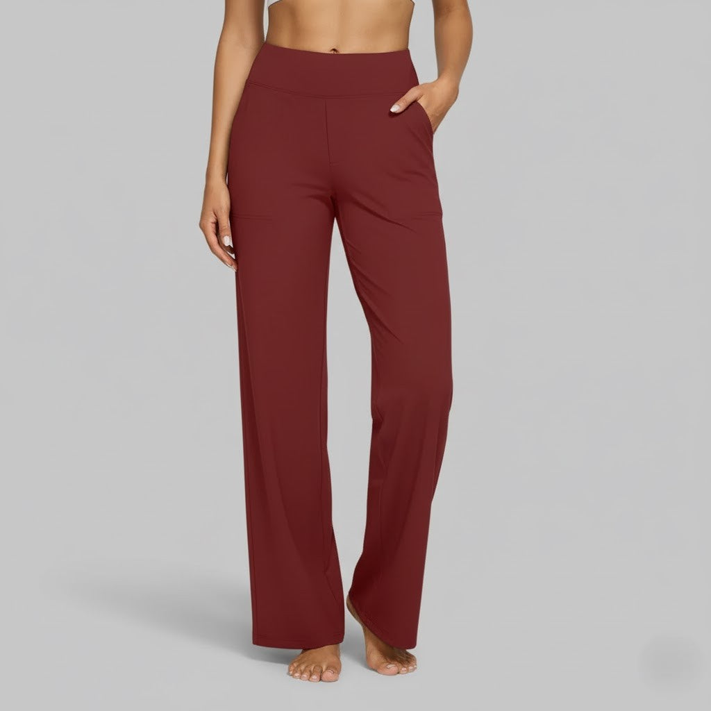 Lara | Flowy Loose Elasticated High Waisted Pockets Wide Leg Trousers Women