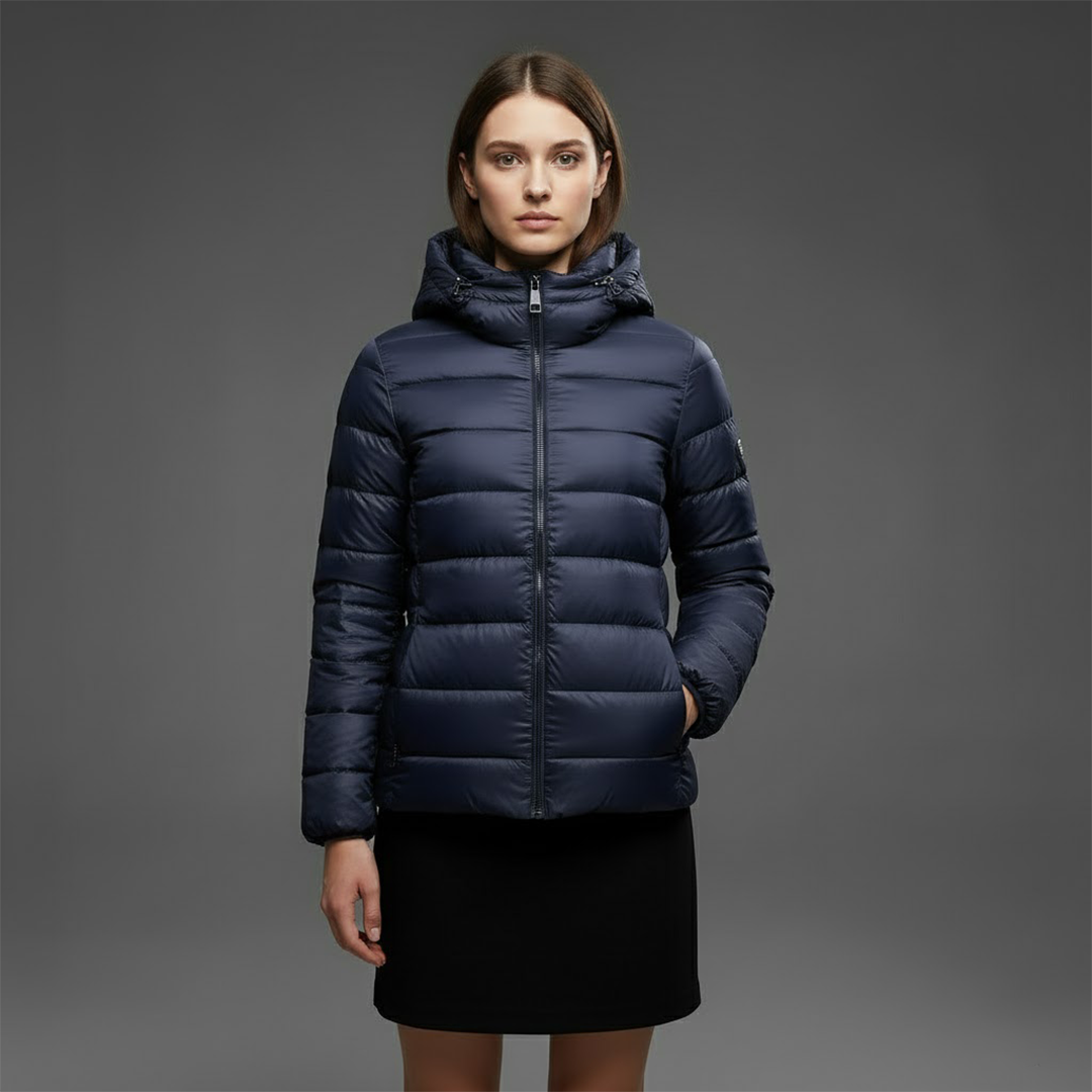 Juno | Winter Hooded Shiny Zip Up Quilted Side Pockets Puffer Jacket Women