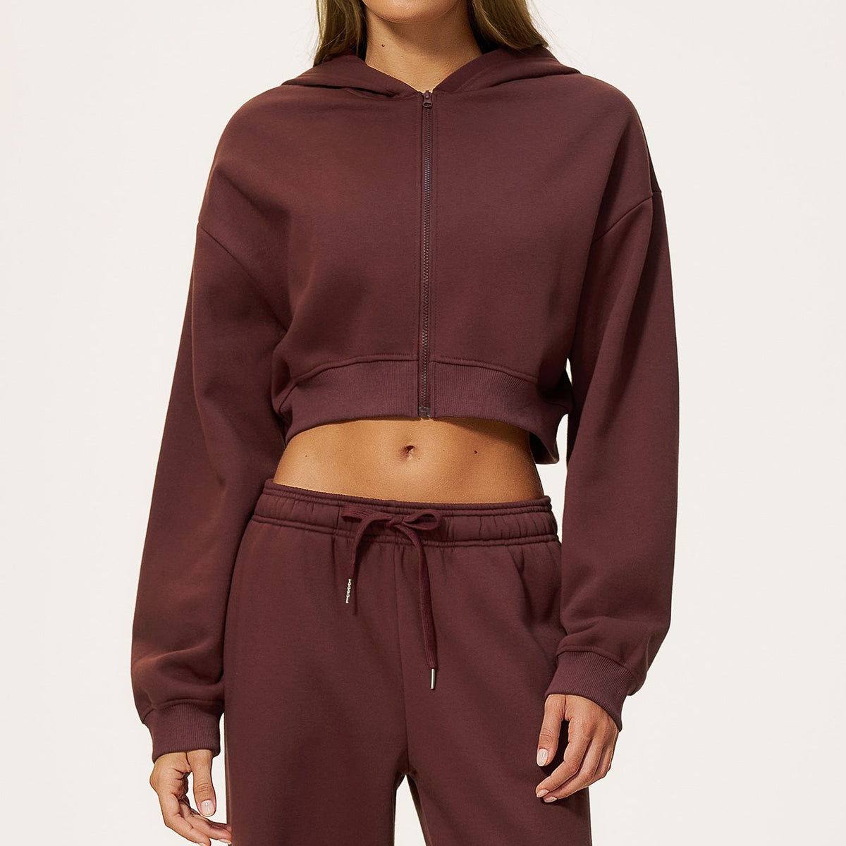 Ada | Fleece Autumn Cropped Zip Up Hoodie Long Sleeve Oversized Tracksuit Women