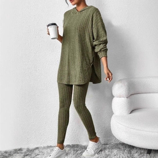Lydia | Ribbed Autumn Oversized Hoodie Long Sleeve Legging Knit Tracksuit Women