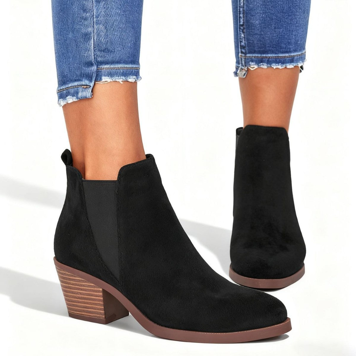 Cleo | Autumn Smart Low Faux Suede Block Heel Chelsea Boots Women