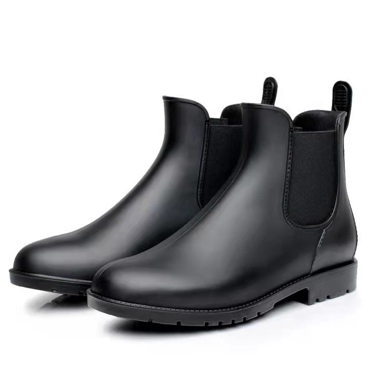 Kitty | Faux Leather Round Toe Lug Autumn Low Block Heel Chelsea Boots Women