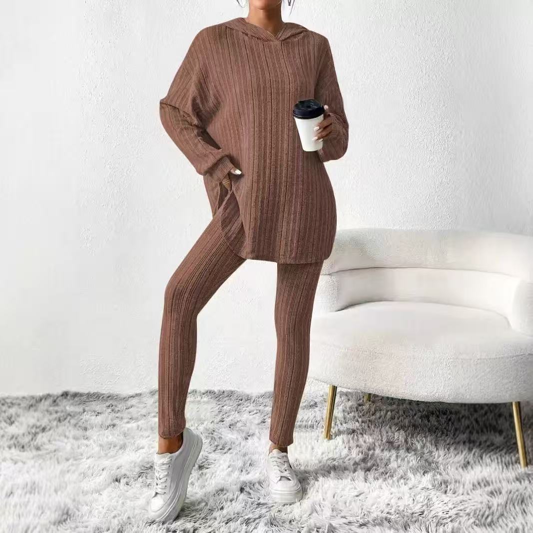 Lydia | Ribbed Autumn Oversized Hoodie Long Sleeve Legging Knit Tracksuit Women