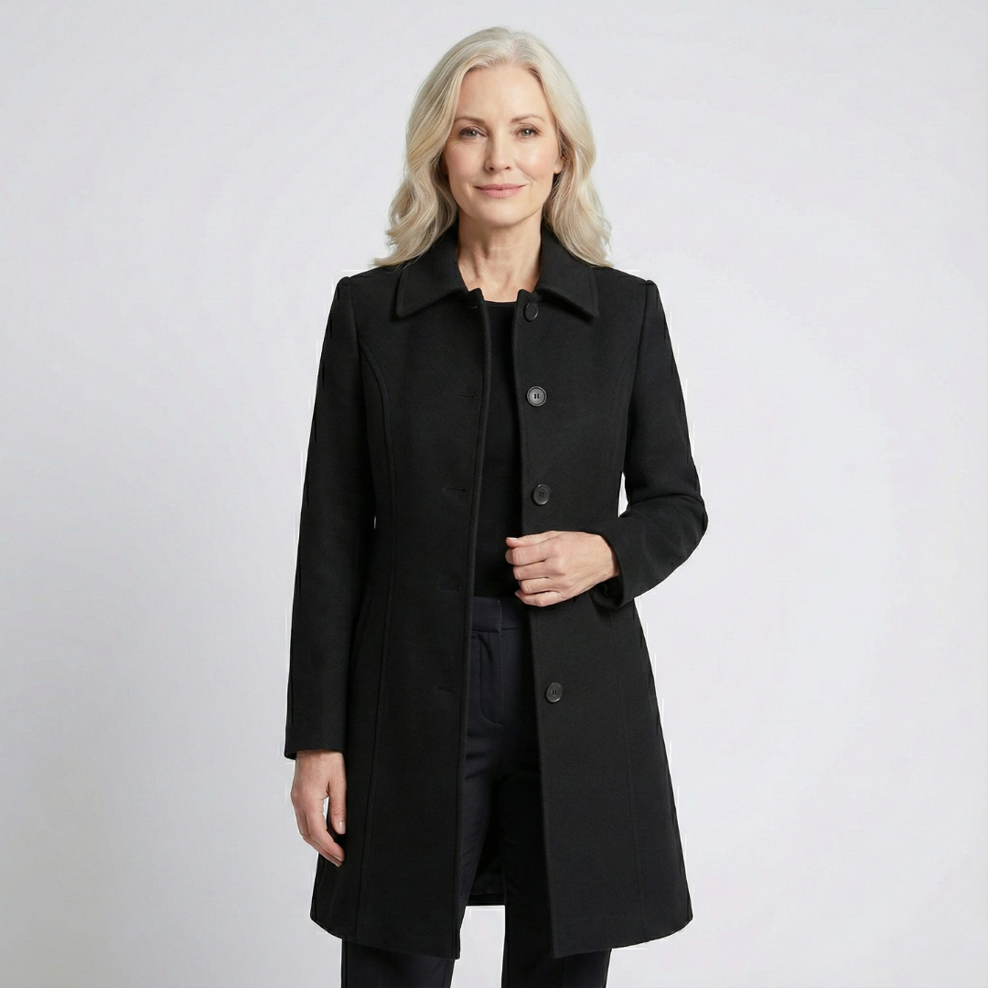 Waterproof Mid-Length Coat with Zip Front - Black