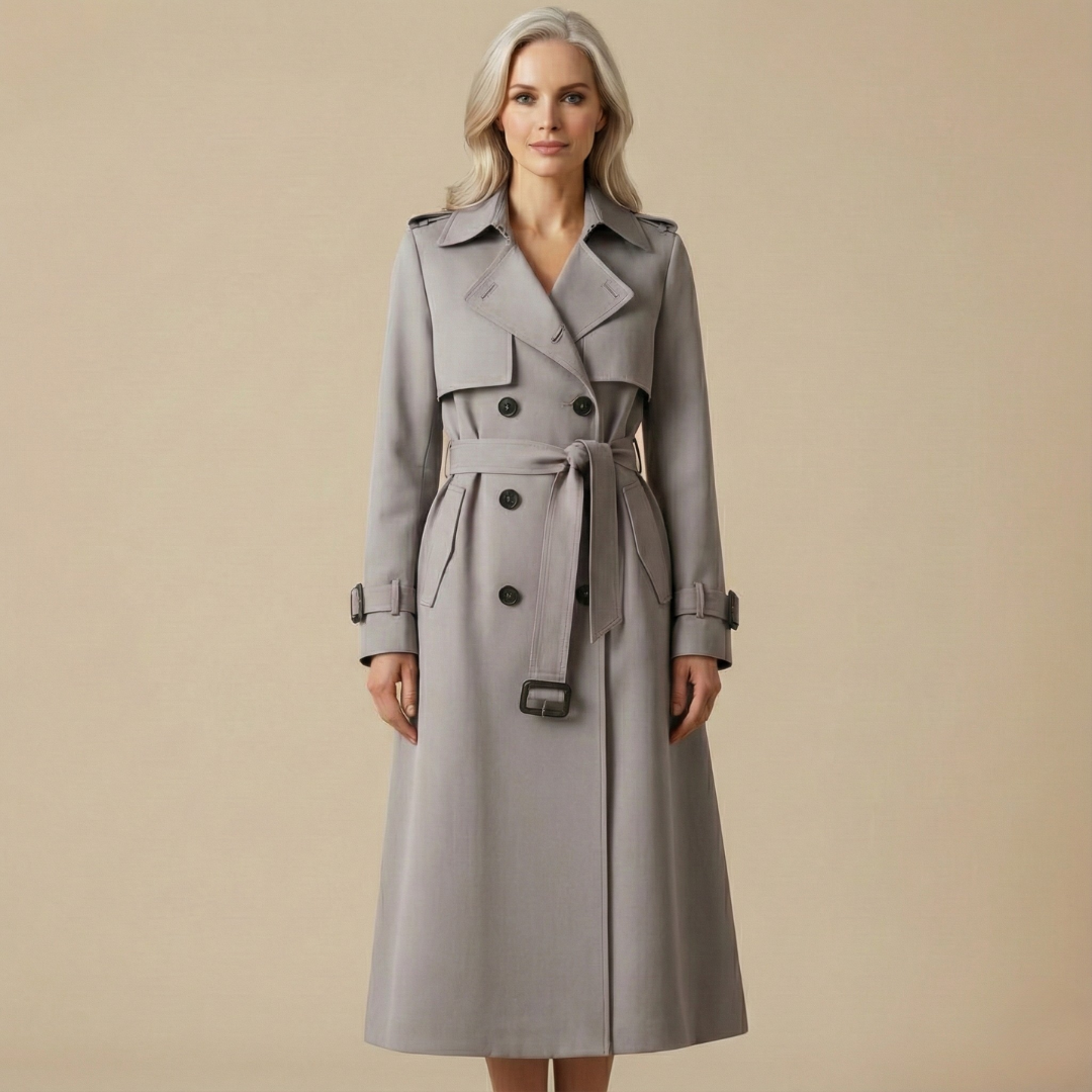 Double Breasted Trench Coat with Belt - Camel