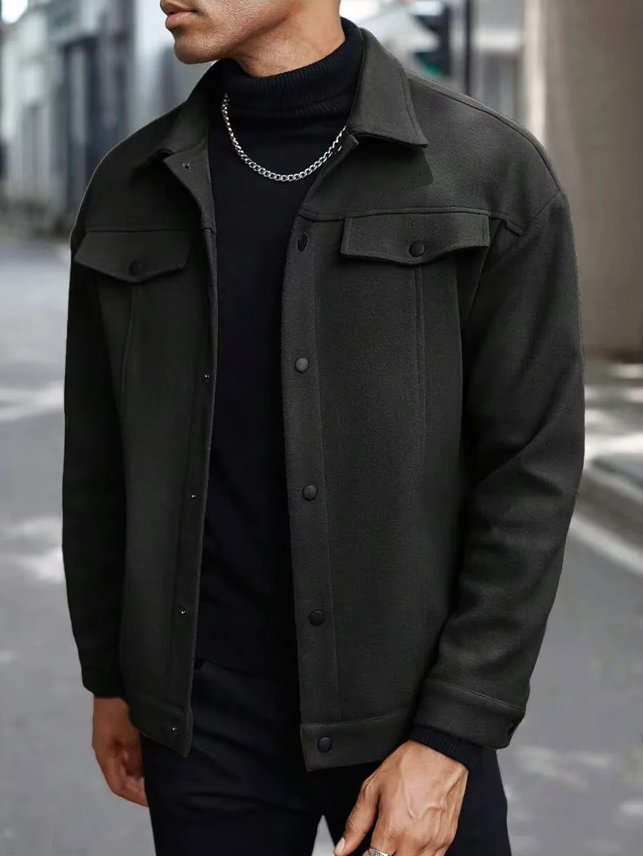 Men's Wool Look Jacket with Button Front | Savoni