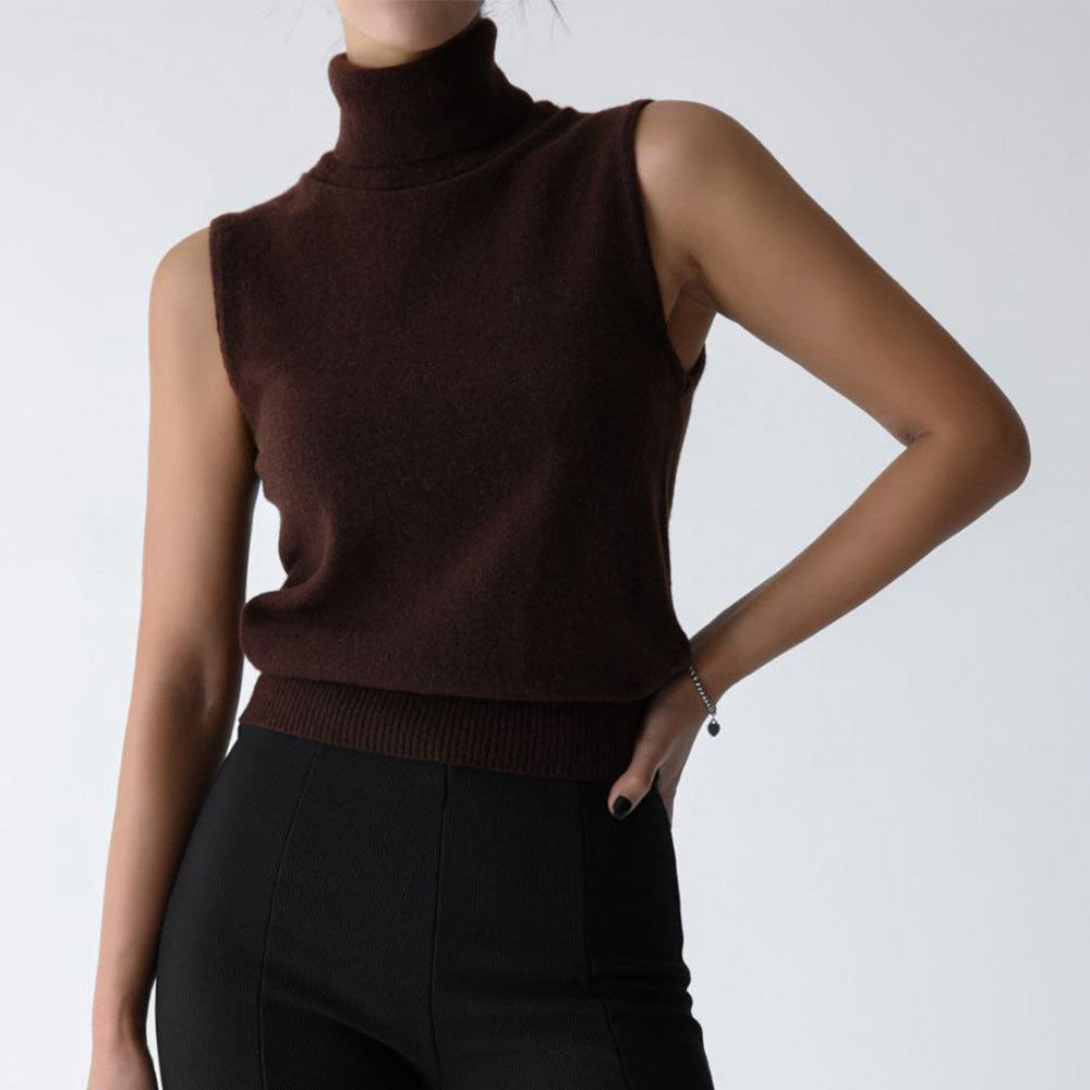 Tamsin | Knit Ribbed Turtle Neck Sleeveless Fitted Tank Top Women