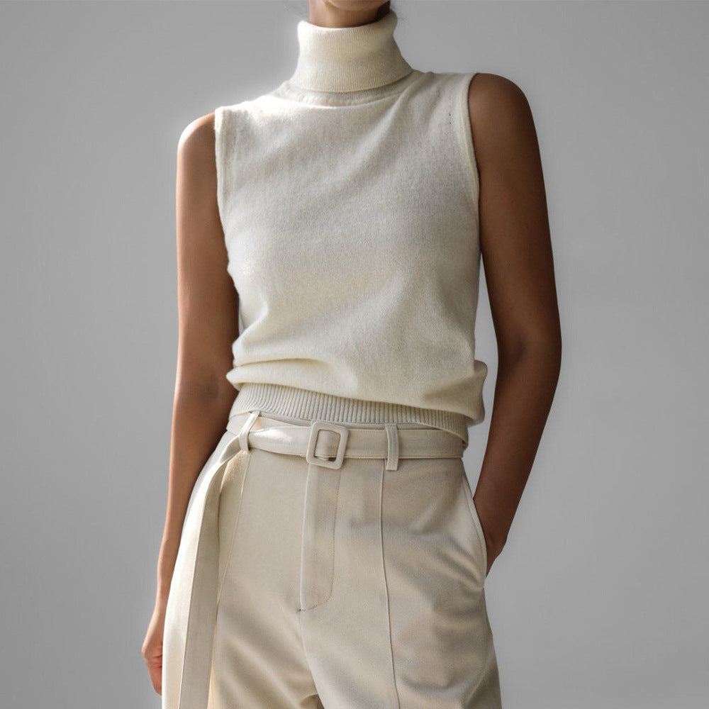Tamsin | Knit Ribbed Turtle Neck Sleeveless Fitted Tank Top Women