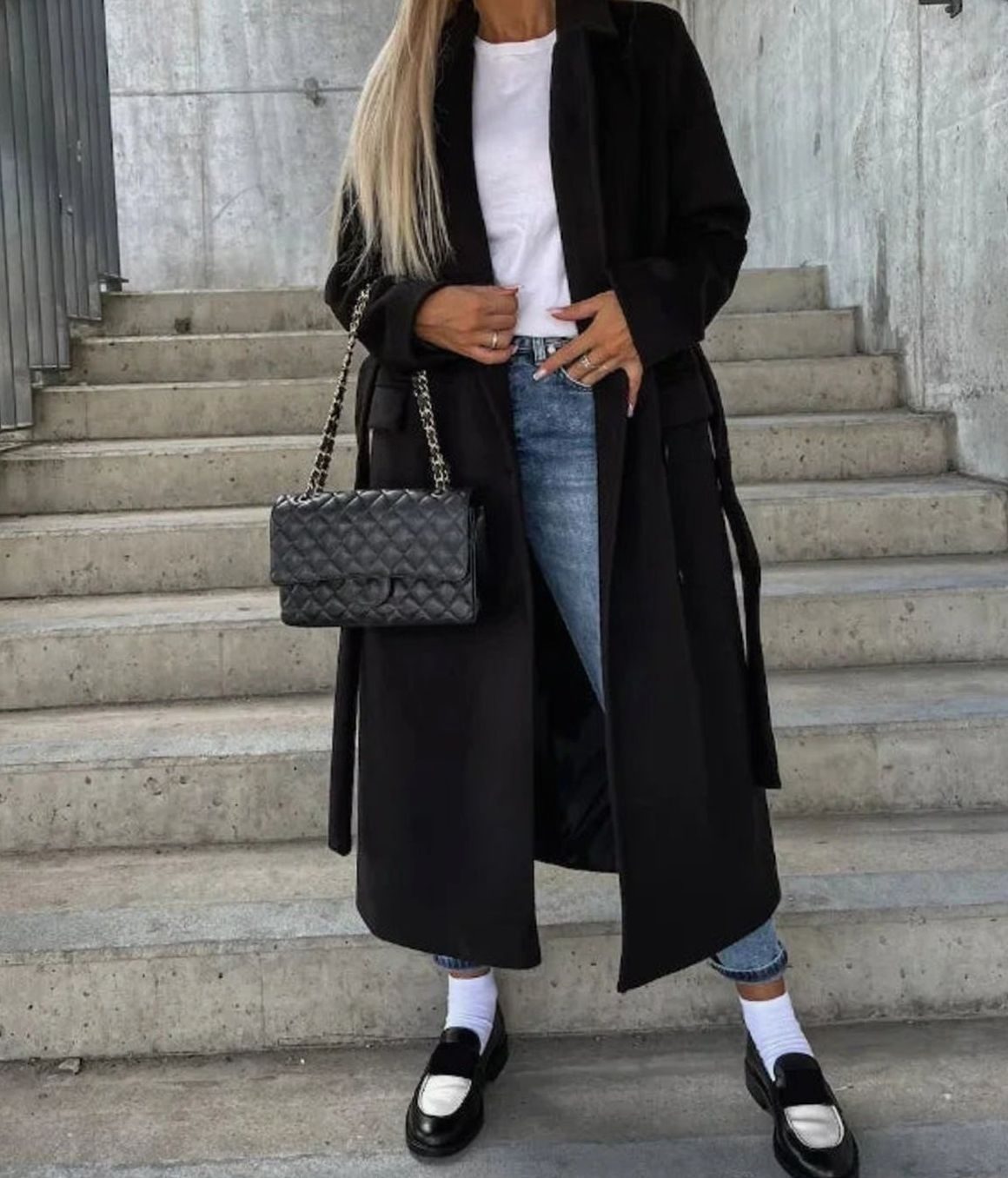 Long Double Breasted Wool Coat, Tailored - Dark Brown
