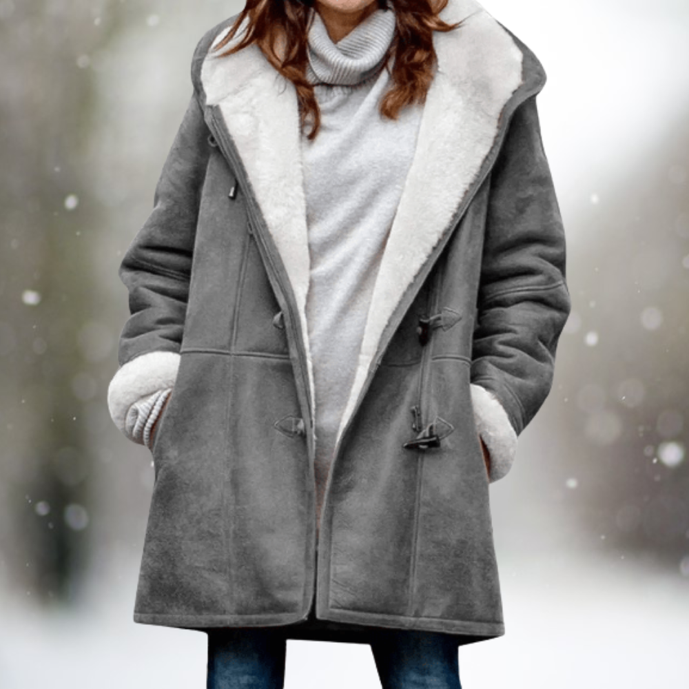 Suede-Look Hooded Jacket with Fleece Lining - Olive