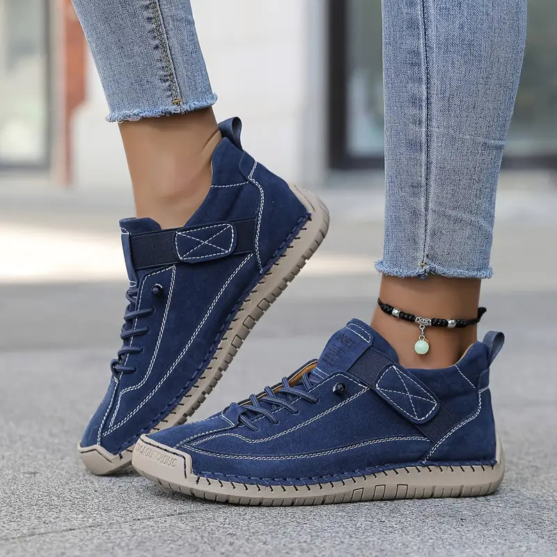 Skye | Faux Leather Round Toe Autumn Flat Ankle Trainers Women