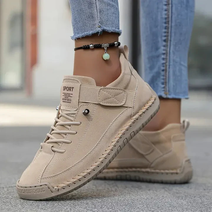 Skye | Faux Leather Round Toe Autumn Flat Ankle Trainers Women