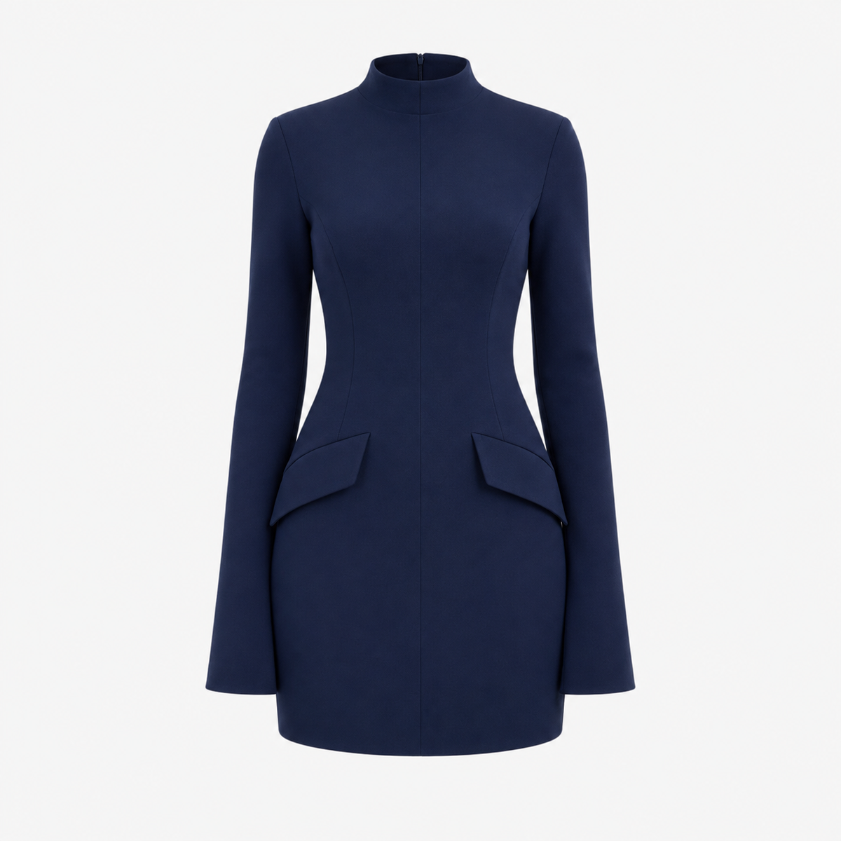 Kara | High Neck Tailored Structured Bodycon Pockets Cocktail Flared Mini Dress Women