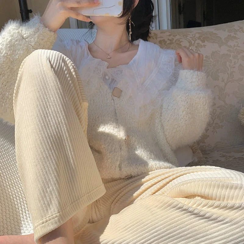 Annie | High Waisted Ribbed Corduroy Cord Loose Autumn Straight Leg Trousers Women