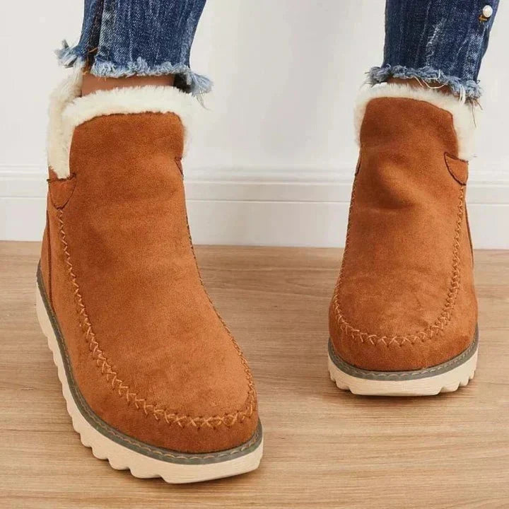 Nancy | Faux Suede Fleece Lined Platform Slip On Winter Ankle Snow Boots Women
