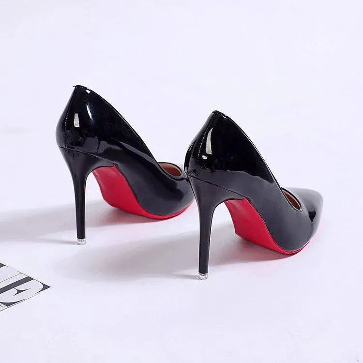 Callie | Faux Leather Patent Slip On Closed Toe Stiletto Smart Wedding Guest High Heels Women