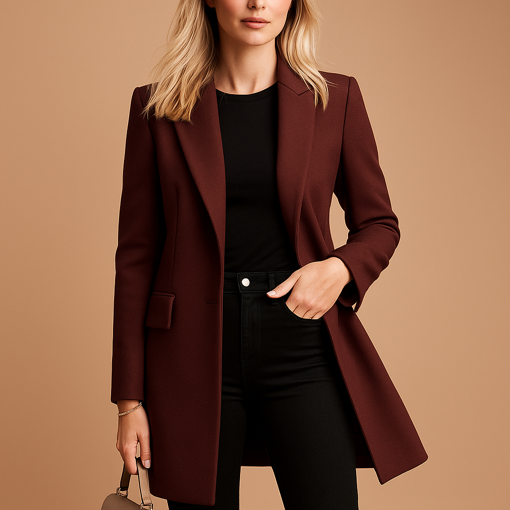 Lottie | Fitted Single Breasted Lapel Collar Straight Pocket Button Autumn Smart Work Blazer Women