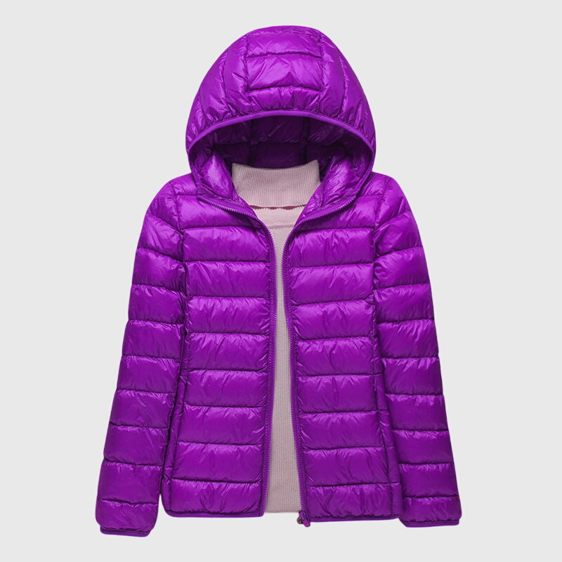 Ultra-Light Quilted Puffer Jacket with Stand Collar - Taupe