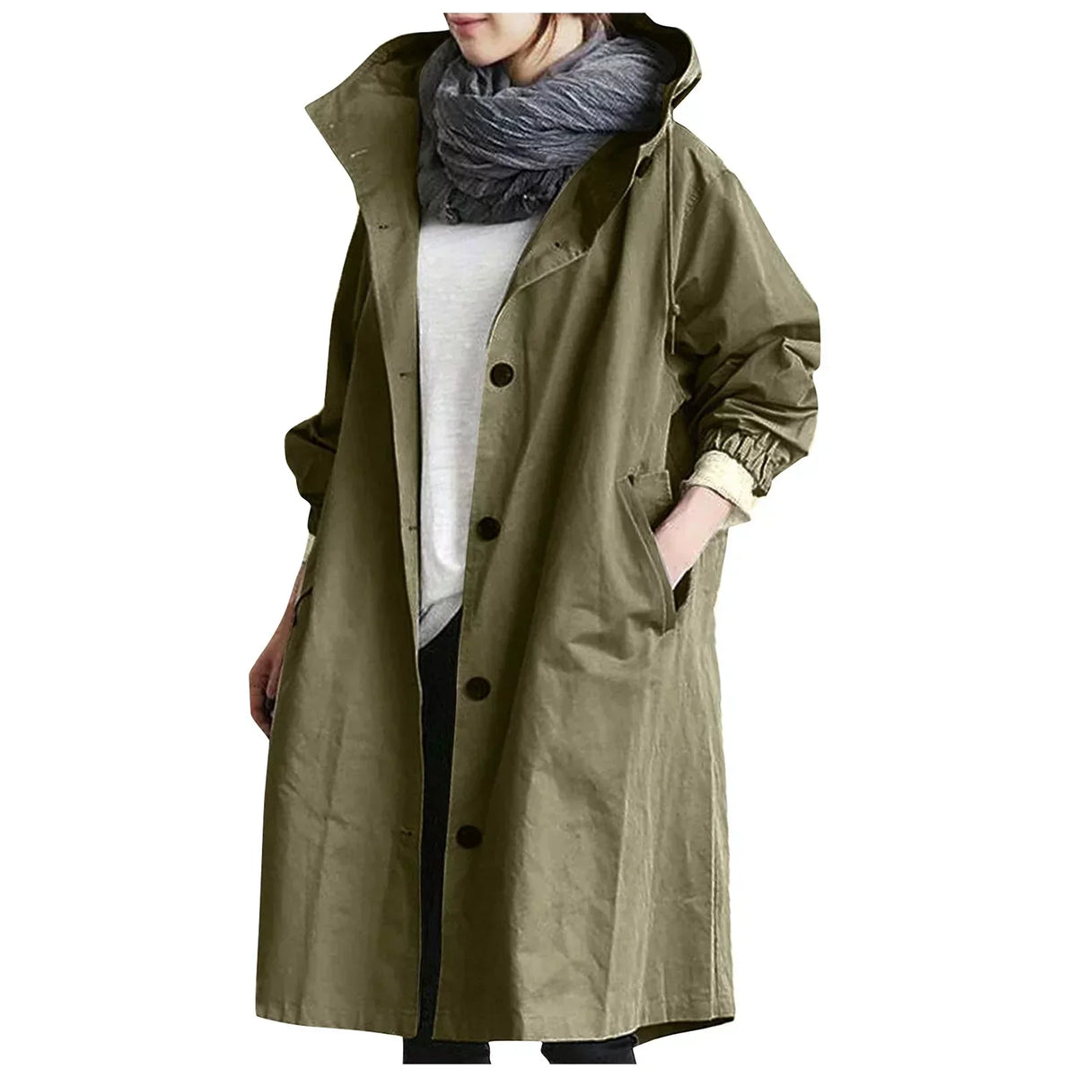 Dolly | Oversized Long Hooded Collared Autumn Waterproof Coat Women