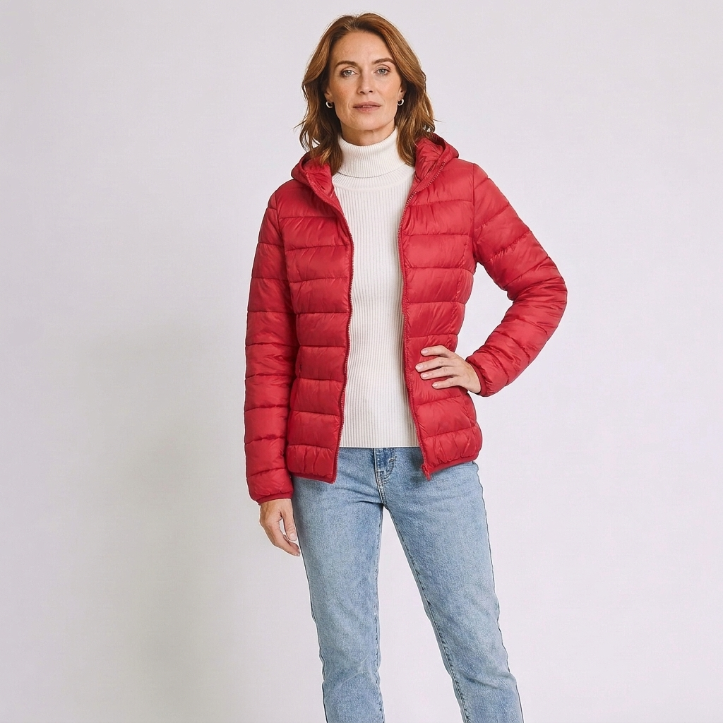 Alba | Winter Zip Up Hooded Short Quilted Padded Puffer Jacket Women