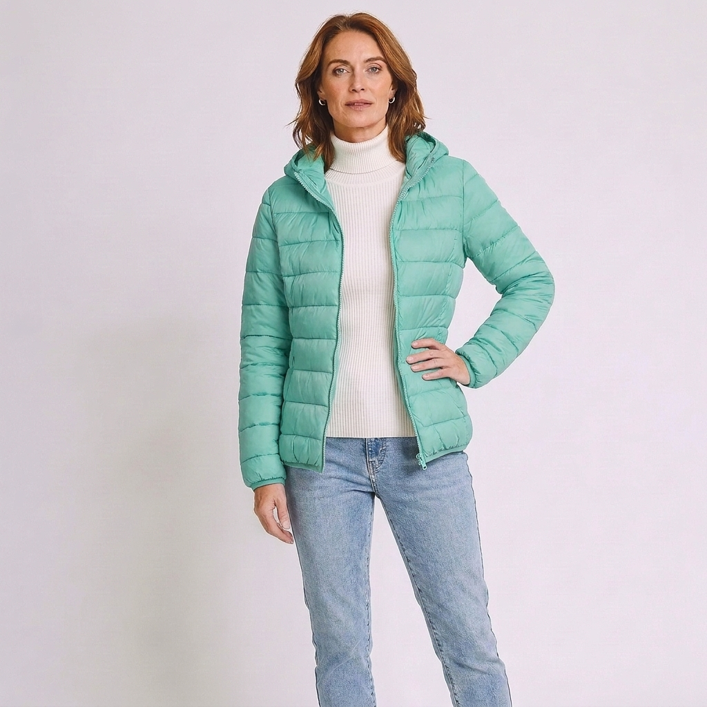 Alba | Winter Zip Up Hooded Short Quilted Padded Puffer Jacket Women