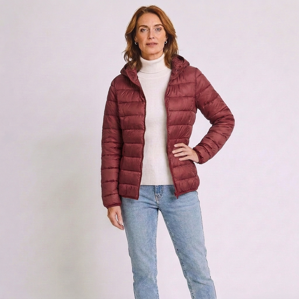 Alba | Winter Zip Up Hooded Short Quilted Padded Puffer Jacket Women
