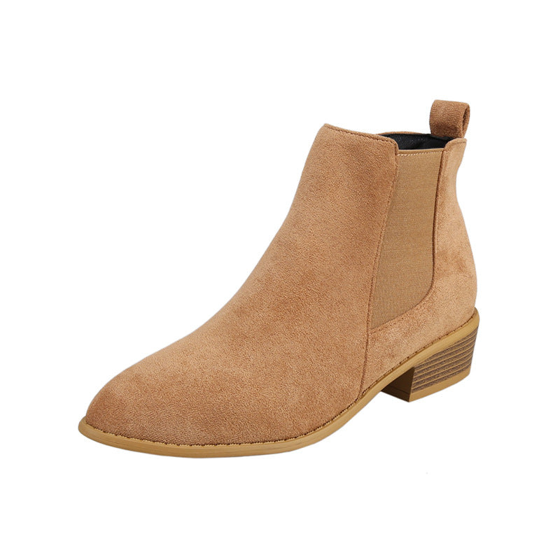 Leah | Pointed Toe Autumn Smart Faux Suede Block Heel Low Chelsea Boots Women