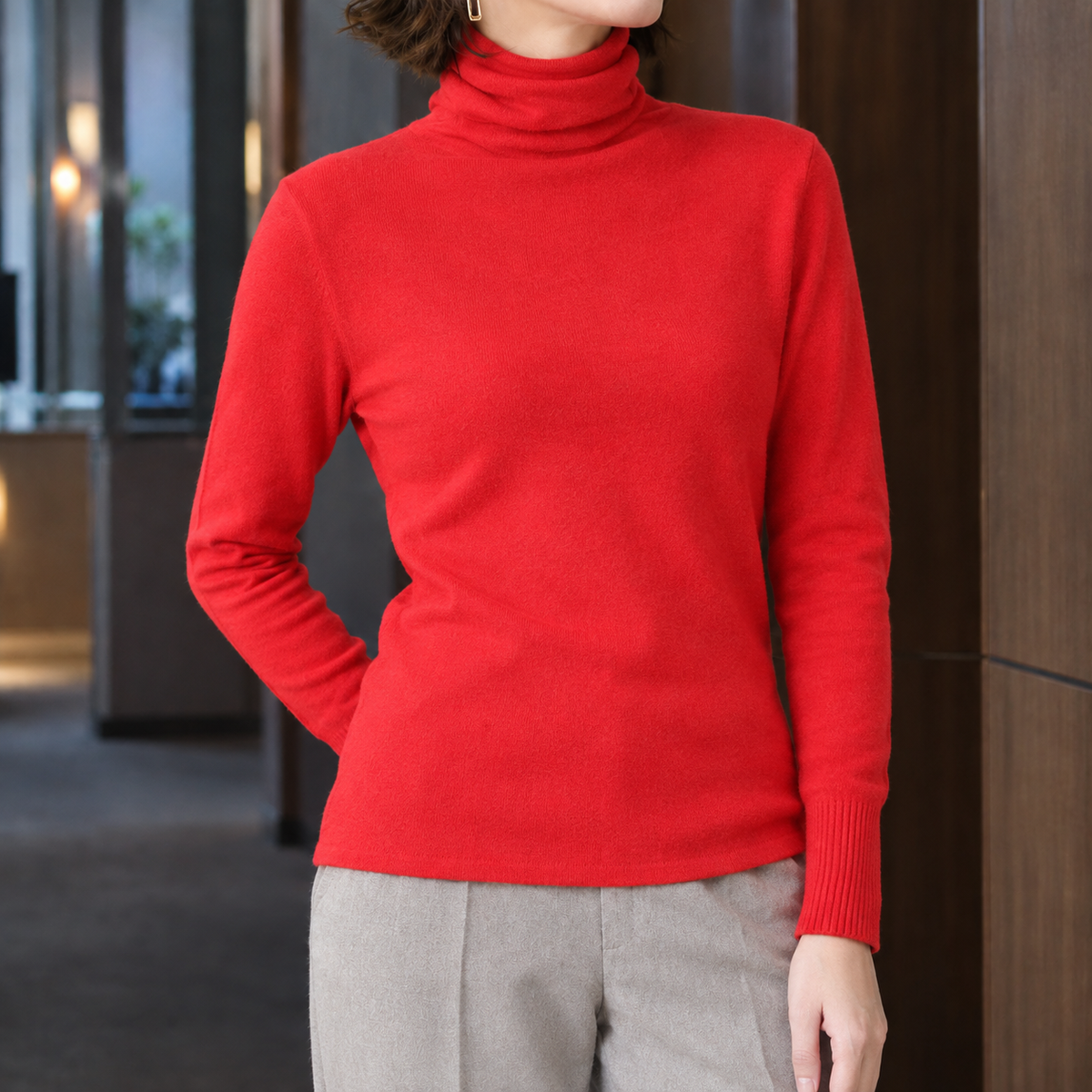 Sally | Turtleneck Fitted Long Sleeve Ribbed Autumn Work Hip Length Jumper Women
