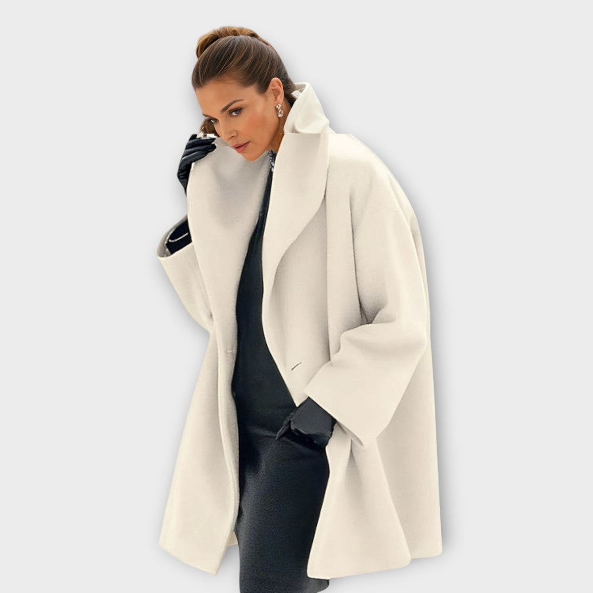 Longline Wool Coat with Relaxed Drape - Light Blue