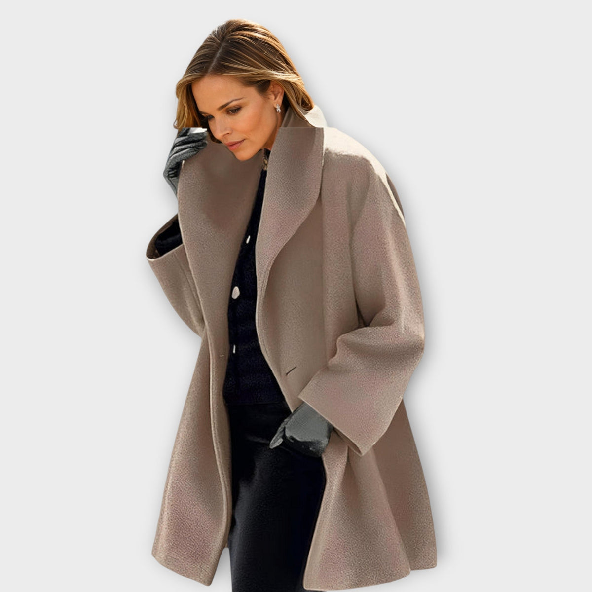 Longline Wool Coat with Relaxed Drape - Light Blue
