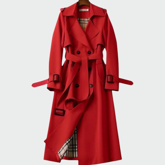 Double Breasted Trench Coat with Belt - Camel